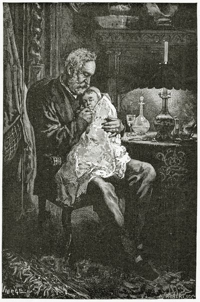 Het zieke kind, 19e eeuw (zw gravure) door Daniel Urrabieta Vierge